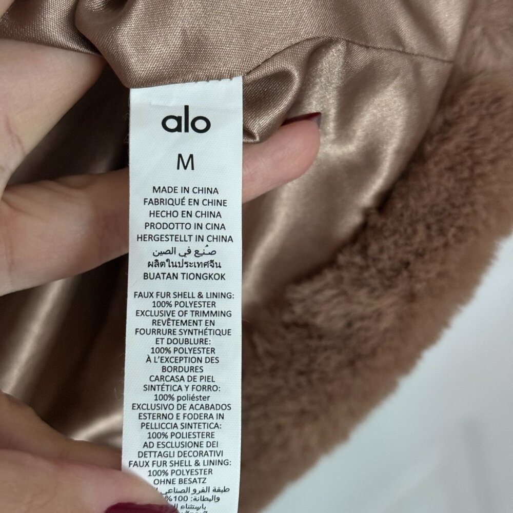 ALO Faux Fur Longline Coat M Tan | $348 Retail - Picture 4 of 9